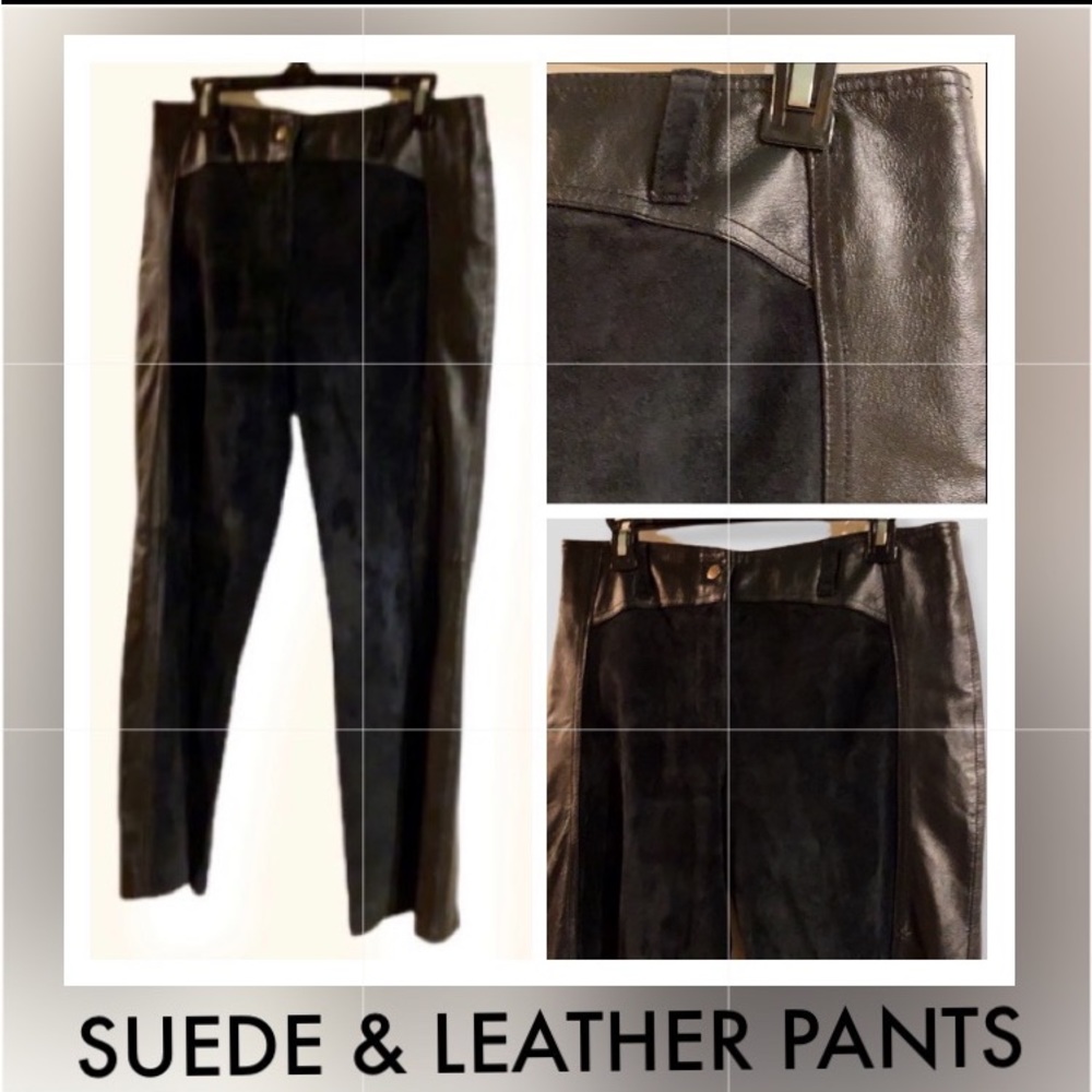 Black Genuine Leather Pants…Soft Subtle Leather & Suede !!! Size 11